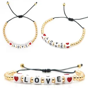 Custom Design Letter Mama Fashion Heart Jewelry Beads Handmade Quality Wholesale Adjustable Women Gift charm Bracelets