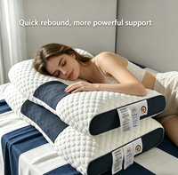 Oreiller ergonomique personnalisé à neuf cavités en fibre, anti-bactérien, respirant, avec housse amovible pour le soutien du cou, aide au sommeil, simple/double, pour adulte