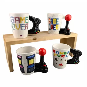 Boy birthday gift 3d creative game over coffee mug game controller handle mug ceramic cup milk tea mugs with control handle