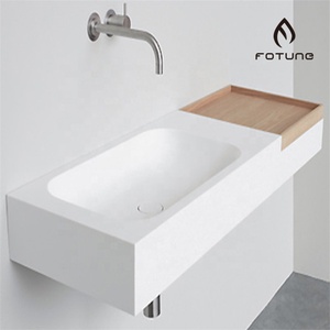 Lavabo Rettangolare in Superficie Solida <span class=keywords><strong>Corian</strong></span> Effetto Marmo per <span class=keywords><strong>Bagno</strong></span> - Product Image 2