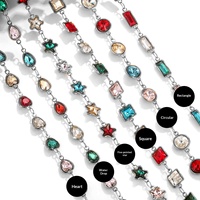 Bracelet et collier en acier inoxydable plaqué or 18 carats PVD, avec chaîne en bambou, cristaux étanches et accessoires de bijoux DIY colorés