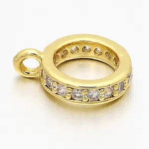 热销黄铜CZ mirco铺装连接器，带戒指，用于DIY珠宝配件
