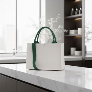 Large Capacity Waterproof Customizable <b>Canvas</b> <b>Satchel</b> Tote <b>Bag</b> with Ribbon Printed Logo Zipper Closure for Groceries Travel Use - Product Image 2