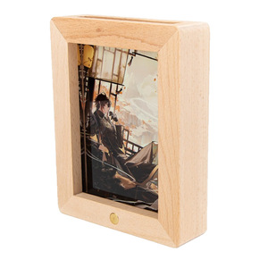 Cadre photo lumineux en bois massif, veilleuse LED rectangulaire en hêtre, décoration de table verticale pour la maison ou le bureau, cadeau - Product Image 4