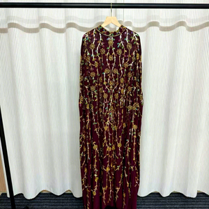 Commercio estero transfrontaliero industria pesante di lusso leggero con perline in rilievo mantello abito da sera donna Maxi abito da festa per banchetti - Product Image 6
