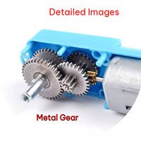 Moteur à engrenages TT130 1:90 110 tr/min, engrenages métalliques bleus, 3V 6V 12V, moteur de réduction CC à axe simple ou double pour voiture intelligente, robot, bricolage