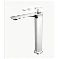 Robinet de lavabo à col de cygne en alliage de zinc chromé, mitigeur de lavabo à poser sur comptoir, monotrou, eau chaude et froide