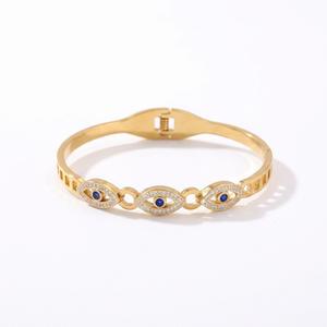 RINHOO Pulseras <span class=keywords><strong>de</strong></span> Acero Inoxidable con Incrustaciones <span class=keywords><strong>de</strong></span> Zirconia, <span class=keywords><strong>Ojo</strong></span> Turco Hueco Azul, Brazaletes Sencillos <span class=keywords><strong>de</strong></span> la Suerte con Ojos <span class=keywords><strong>de</strong></span> Demonio <span class=keywords><strong>para</strong></span> Mujer y Hombre, Joyería Amuleto - Product Image 5