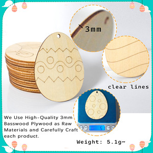 Suministros para la Fiesta de Pascua 2024, Piezas Colgantes, Virutas de Madera Pintadas para Manualidades, Huevos de Madera Hechos a Mano para Niños - Product Image 3