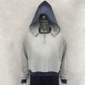 Felpa con Cappuccio Personalizzata in French Terry con Colletto Grezzo, Stampa DTG, Effetto Invecchiato, Lavaggio Acido, Fodera Waffle - Product Image 1