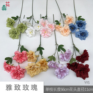 ดอกกุหลาบไหมประดิษฐ์ 3 หัว รุ่น Elegant Queen Rose สำหรับตกแต่งงานแต่งงาน เป็นมิตรต่อสิ่งแวดล้อม ผลิตในประเทศจีน - Product Image 2
