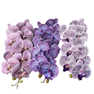 Haute qualité tige unique 9 têtes vraie touche fleurs d'orchidées blanches en gros artificielle Phalaenopsis bleu Graduation Pâques - Product Image 6