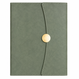 Aurelux Elegant Sage Green PU Leather Case Bound <b>Notebook</b> Stylish Gold Button Closure Perfect for Daily Journaling Professional - Product Image 3