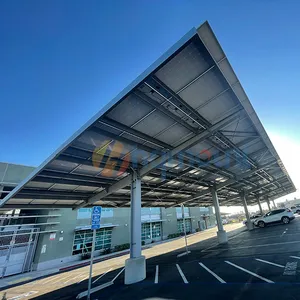 HQ pasang tiang tunggal mobil surya sistem Carport Shed struktur baja karbon energi surya