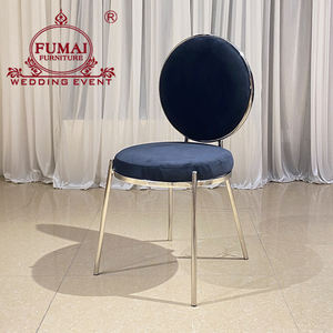 Silla de boda única con respaldo redondo y marco de acero inoxidable de titanio para bodas - Product Image 2