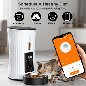 Distributeur automatique de nourriture pour chat et chien 4L avec connexion WiFi, écran tactile LED, enregistreur vocal et système anti-blocage - Product Image 1