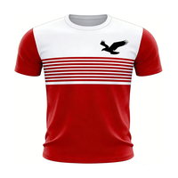 T-shirt décontracté d'été pour homme à manches courtes en tricot 100 % polyester 180g avec imprimé graphique Aigle 3D et rayures, logo personnalisé, fabricant