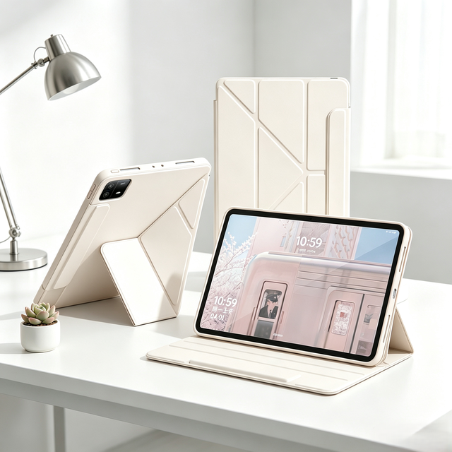 Multi-Angle Stand Leather Folio Case for iPad Air 11" / iPad Pro 11", Shockproof Cover with Apple Pencil Slot