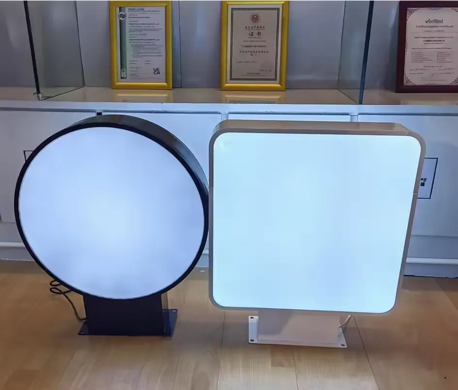 Kotak lampu Led bulat, kotak lampu penanda tampilan iklan papan nama kotak lampu ramping