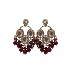 Jewelemarket ทอง Maroon kundan หินและลูกปัดห้อยต่างหูเครื่องประดับ11103271MR ดี - Product Image 2