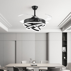 Hiện Đại Sang Trọng Trang Trí Phòng Khách Sạn 42 48 Inch Có Thể Thu Vào Điều Khiển Từ Xa LED Trần Ánh Sáng Quạt - Product Image 2