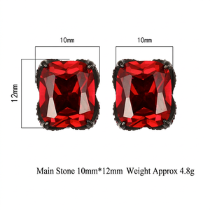 Elegant Feminine Style Jewelry Eco-friendly Copper Black Gold Plated 10*12mm <b>Blue</b> Spinel Zircon Fashion <b>Earrings</b> for Women - Product Image 2