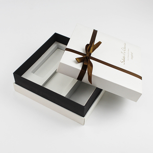 luxury custom printed logo paper rigid cardboard scarf packaging lid and bottom gift box with ribbon closure