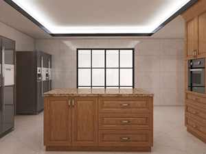 Meubles de cuisine modernes en bois, plan de travail en quartz, évier en acier inoxydable, grand espace de rangement, meubles pour appartements - Product Image 6