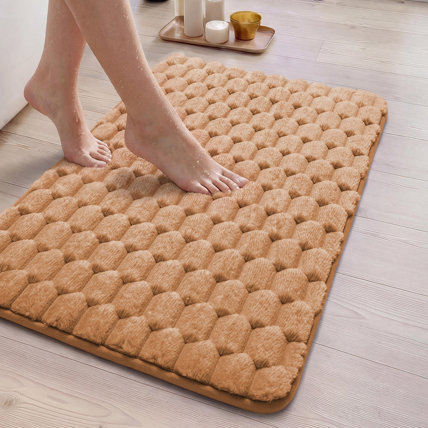 Alfombra de baño de algodón de alta densidad - marrón granulado