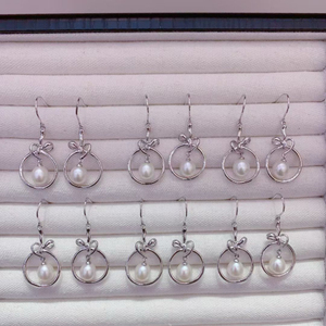 Pendientes de Perlas Naturales de Agua Dulce, Ganchos Circulares de Plata 925, Joyería Sencilla para Mujer, Accesorios al por Mayor - Product Image 4