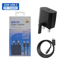 Kit de chargeur rapide USB C PD 25W, chargeur mural UK avec câble 5A pour Samsung, adaptateur de voyage, charge super rapide, prise murale UK