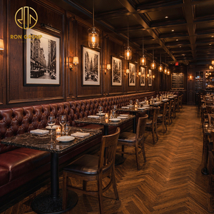 <span class=keywords><strong>Muebles</strong></span> de <span class=keywords><strong>Restaurante</strong></span> de Lujo Ron Group, Asientos Tapizados en Cuero con Estructura de Madera, Mesa Cuadrada de Mármol y Banqueta - Product Image 1