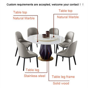 Piccolo tavolo da pranzo rotondo con centro rotante Set da pranzo moderno con 6 sedie tavolo da pranzo in marmo Set 4 sedie - Product Image 2