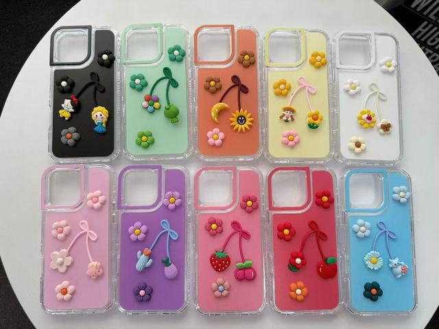 Wholesale Victor Clear 3D Cute Flower Cartoon TPU+PC Shockproof Anti-Drop Phone Case for 17 16 15 14 13
