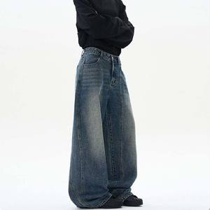 ג'ינס רחב בגזרה ישרה לגברים בסגנון וינטג' איכותי בסיטונאות, מידה גדולה, יוניסקס, גזרה רחבה, היפ הופ, לבוש רחוב, ג'ינס בגזרה רחבה, ייצור לפי הזמנה (OEM/ODM) - Product Image 6