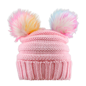 Dernière vente chaude 3-10 ans enfant <span class=keywords><strong>pompon</strong></span> boule mignon couleur vive bébé tricoté chapeau enfants bonnets chapeaux d'hiver pour enfants - Product Image 2