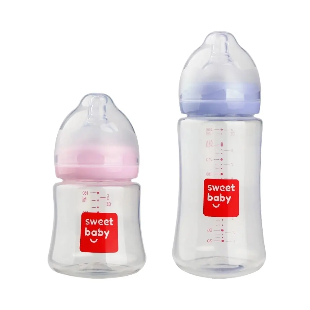 سيليكون تغذية الحليب البلاستيك PP قابل للغسل زجاجة رضاعة للأطفال مع مقابض