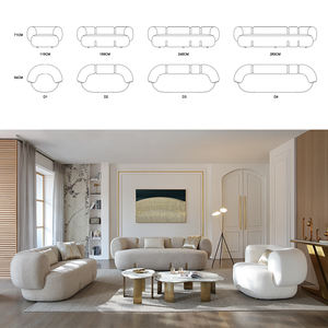 Juego de Sofás de Lujo de Muebles Italianos Combinación de Sofá de Tela para Sala de Estar Apartamento Hotel Ocio - Product Image 6