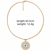 Kalung Liontin Berlian Zirkon Mata Iblis Kristen Fashion, Rantai Emas 18k, Set Perhiasan Kalung untuk Wanita