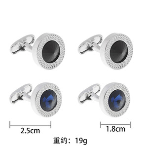 Fabricante de moda de lujo circón gemelos camisa manga botón azul negro cristal gemelos hombres gemelos para hombres - Product Image 2