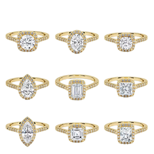 Anillo Clásico de Oro Amarillo Sólido de 14K con Diamante Cultivado en Laboratorio de Corte Redondo, Engaste Hueco de Seis Puntas y Piedras Laterales, Anillo de Compromiso - Product Image 5