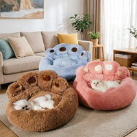 Coussins pour animaux de compagnie, design créatif en forme de patte d'ours, fausse fourrure douce, nid apaisant pour chien et chat