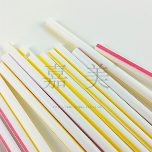 Bâtonnets en plastique PP blancs avec trous à rayures colorées pour l'emballage de bonbons, pailles jetables rondes - Product Image 2