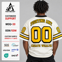 Maillot de football américain personnalisé en maille polyester 200 GSM, style sport, avec numéro en twill et impression sérigraphiée, t-shirt oversize pour homme