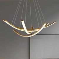 Lampe suspendue LED moderne et simple, design de décoration d'intérieur, table à manger, cuisine, branche linéaire, acrylique, or, fer, salon