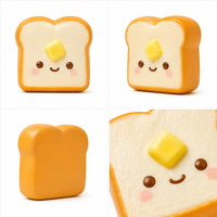 Jouet Squishy en Silicone Kawaii en Forme de Pain Grillé, à Remontée Lente, Anti-Stress, Jouets à Presser, Vente en Gros OEM, Cadeau Promotionnel