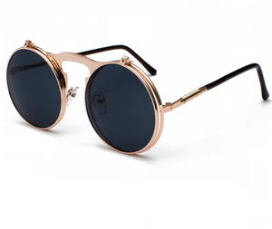 Lunettes de soleil <span class=keywords><strong>Jamie</strong></span> 3057 rétro en métal style steampunk, à verres relevables, monture ronde tendance, style Prince, protection UV400, unisexe - Product Image 1