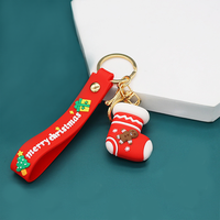 Rubberen schattige 3D PVC cartoon sleutelhanger kerstboom kerstman sneeuwpop nieuwjaarsdecoratie sleutelring accessoires
