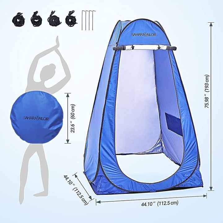 Tenda Pop Up Relaxdays 190x120x120cm - Cabina Doccia E Spogliatoio Da Esterno, UV50+, Blu