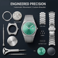 Nuevos Relojes de Lujo Personalizados para Hombre, Correa de Acero Inoxidable de 40 mm, Esfera Analógica Verde de Negocios, Reloj Mecánico Automático de Cristal
